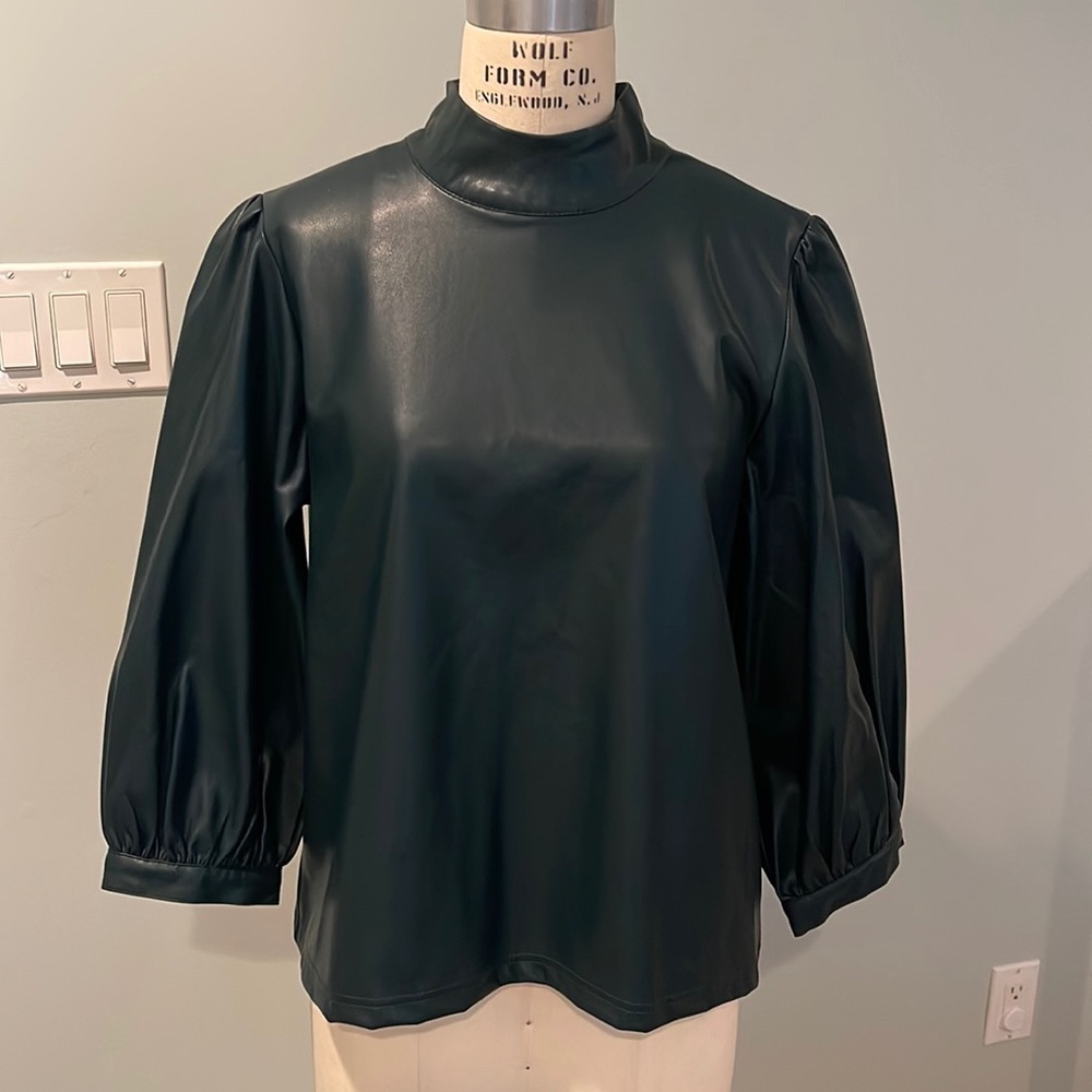 Women’s Calvin Klein green faux leather shirt size M